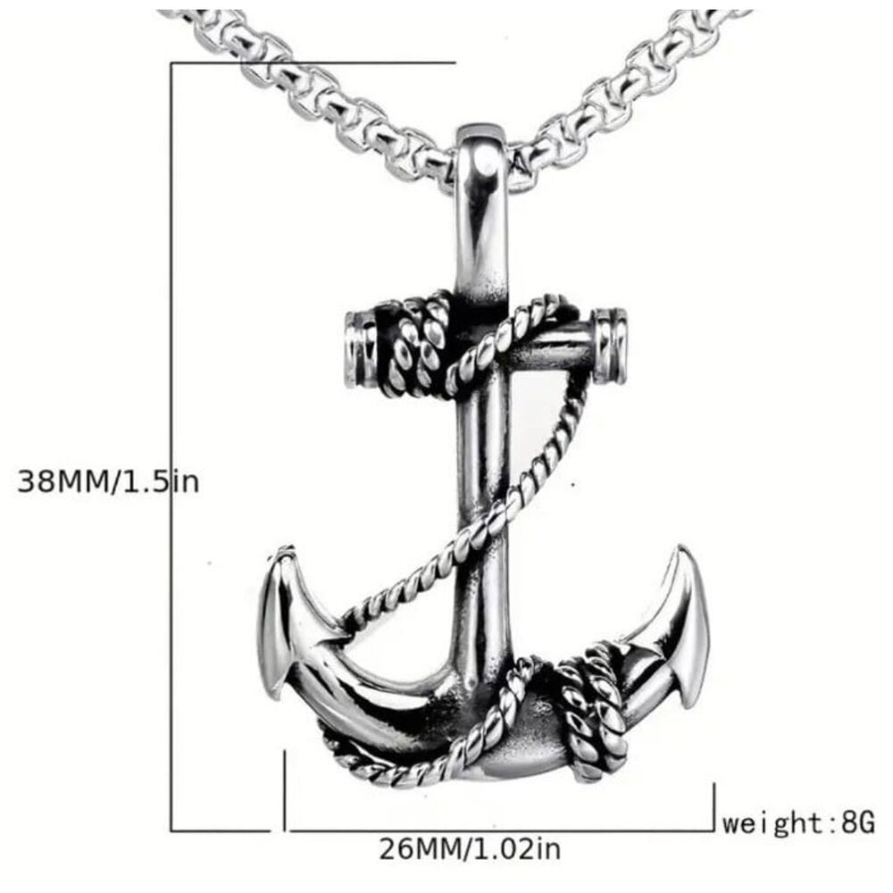 Anchor Necklace Sterling Silver Plated Sailor Navy Surfer Pirate Christmas Gift! - Picture 7 of 8